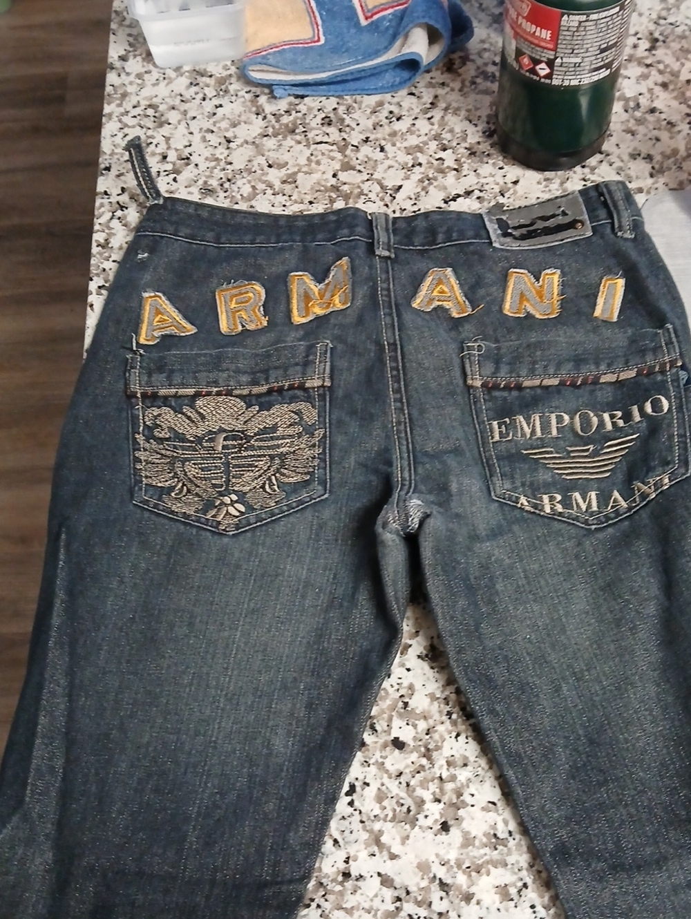 Emporio Armani Dark Indigo Jeans with Gold Embroidery